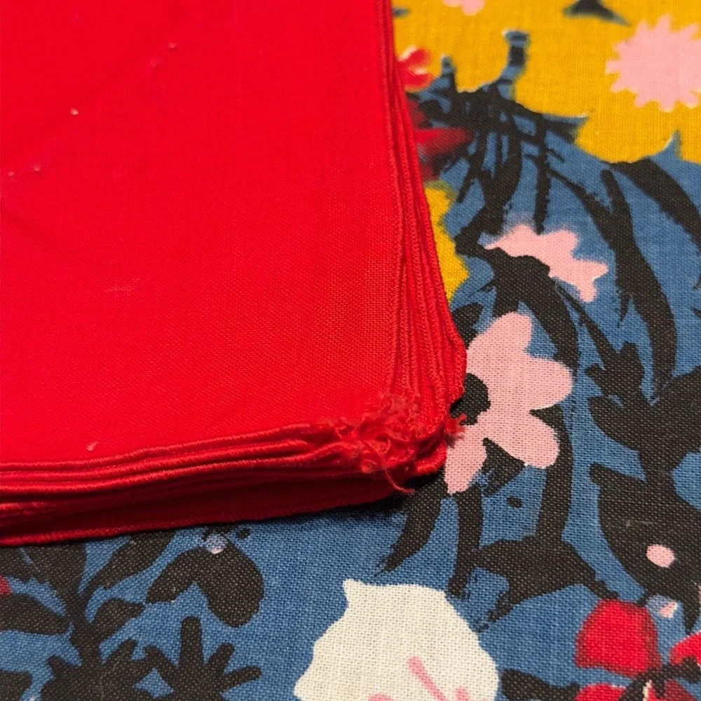Floral Placemats and Red Napkins Set of 8 Blue Pink Yellow Botanical Table Decor
